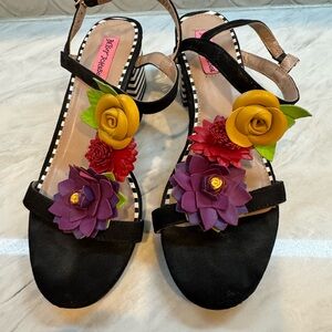 Betsey Johnson Black Floral Women's Sandals